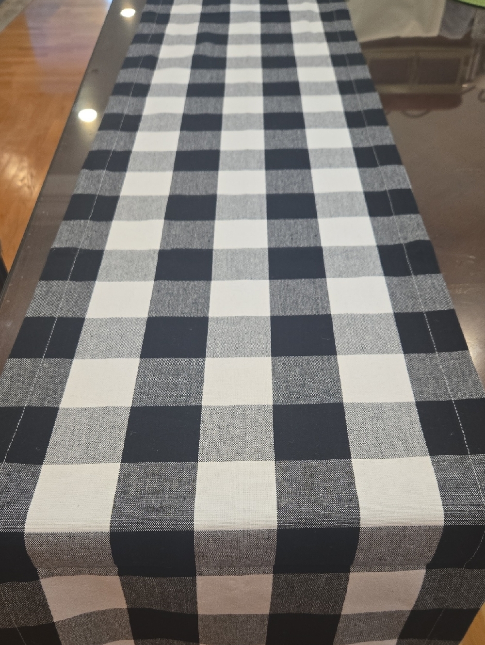 Black White Checker Box FARMHOUSE Table RUNNER - Picture 2 of 6